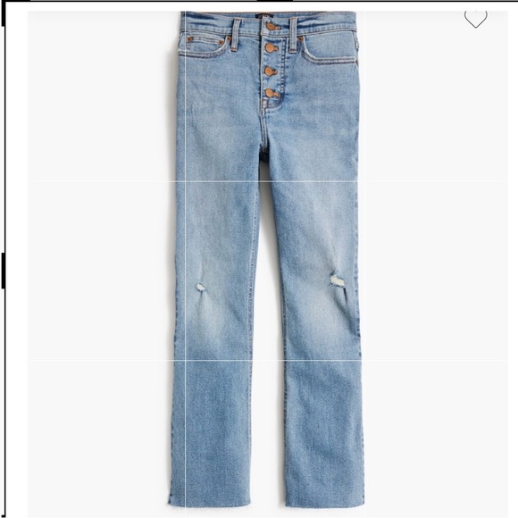 NWT J. Crew Petite High Rise Flare Crop Stretch Jean Pant 35P/18P Sun Lake Wash - Picture 2 of 15